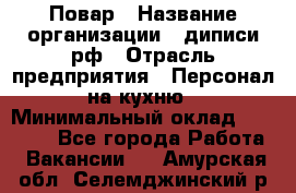 Повар › Название организации ­ диписи.рф › Отрасль предприятия ­ Персонал на кухню › Минимальный оклад ­ 23 000 - Все города Работа » Вакансии   . Амурская обл.,Селемджинский р-н